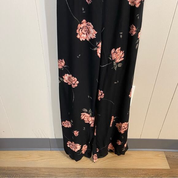 Amuse Society Sweet November Black Floral Print Tie Back Jumpsuit Size Small - Picture 5 of 12